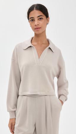 Sand Wash Crop Henley Sweatshirt