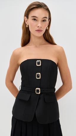 Black Taffeta Bandeau Top
