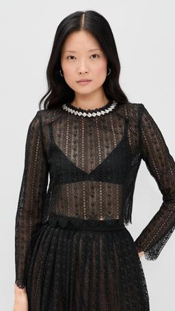 Black Organza Lace Top