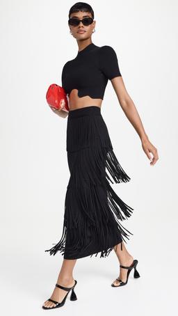 Za Za Knit Fringe Skirt