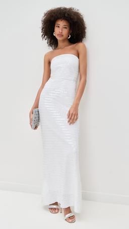 Sculpty Strapless Sequin Dress