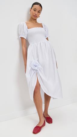 Brigitte Cotton Dress with Rose Detail