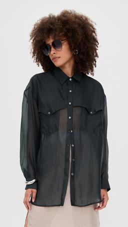 Sheer Western Button Up Blouse