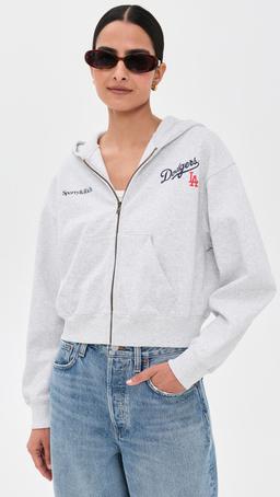 LA Dodgers Serif Cropped Zip Hoodie
