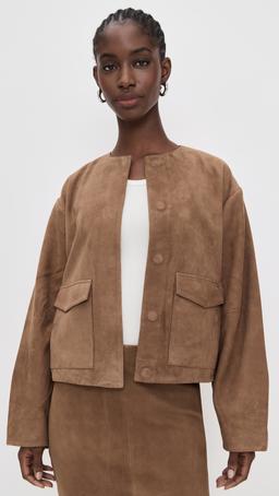 Suede Utility Cocoon Bomber