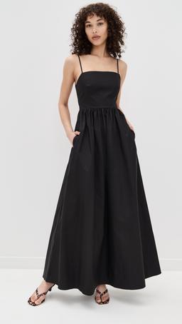 Poplin Lace Up String Maxi Dress