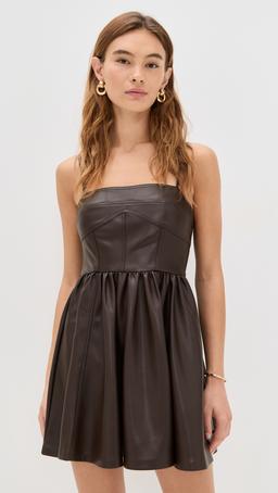 Faux Leather Corset Flare String Dress
