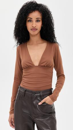 V Neck Gathered Top