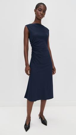 Boat Neck Drape Dress