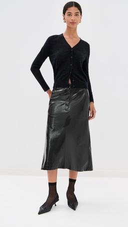 Faux Patent Leather Sculpted Silke Skirt