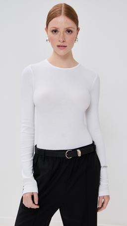 Circular Ribbed Crew Neck Pullover T-Shirt