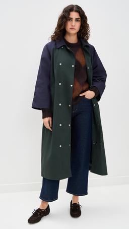 Color Blocked Trench Coat