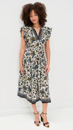 Kairi Flutter Sleeve Midi Dress