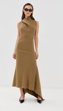 Draped Sleeveless Rib Dress