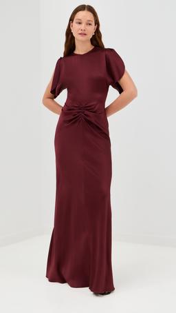 Gathered Waist Floor Length Dress