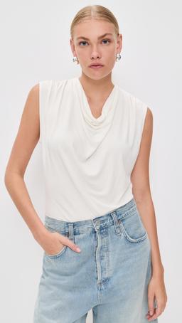 Sleeveless Draped Cowl Neck Top
