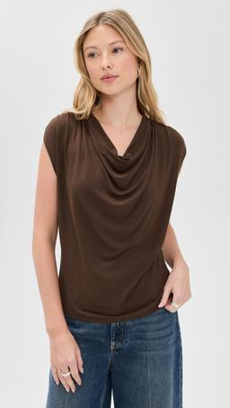 Sleeveless Draped Cowl Neck Top