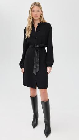Shirt Dress with Faux Leather Trim