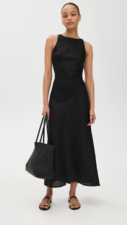 Opal Linen Maxi Dress Black