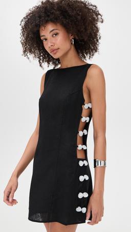 Tia Linen Mini Dress Black