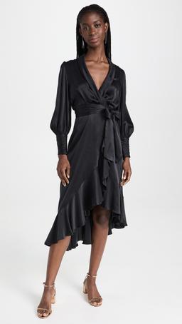 Silk Wrap Midi Dress