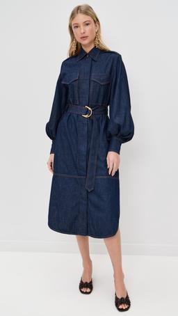 Denim Cargo Midi Dress