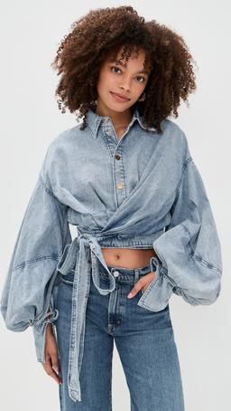 Rebellion Denim Wrap Top