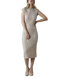 BCBGeneration Women's Sleeveless Midi Shift Dress, Champagne, Small