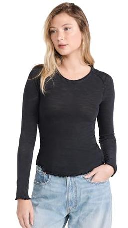 Free People Women's Be My Baby Long Sleeve, Black