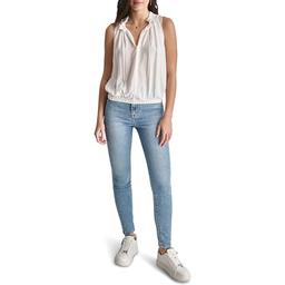 DKNY Women's Sleeveless Blouse V-Neck Comfortable, Ivory