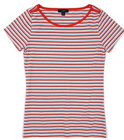 J.Crew Women's Wide-Neck Striped Ringer Tee (M, Blue Sunset Ivory Nina)