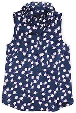 J.Crew Women's Sleeveless Ruffleneck Tank (X-Small, Navy/Purple/White Floral)