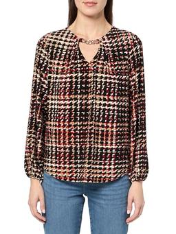 Printed ITY LS Pleat Neck Blouson TOP