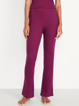 High-Waisted Cozy Waffle Flare Pants