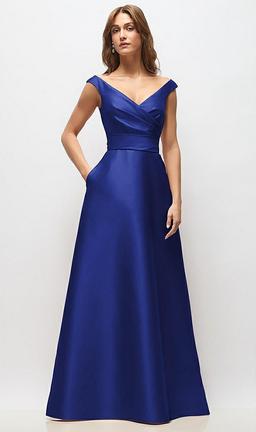 Off-the-Shoulder Draped Wrap Satin Maxi Dress