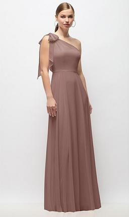 Draped One-Shoulder Maxi Dress with Scarf Bow