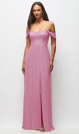 Off-the-Shoulder Basque Neck Maxi Dress with Flounce Sleeves