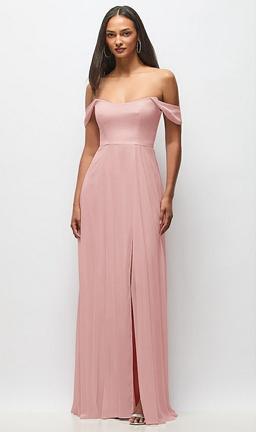 Off-the-Shoulder Basque Neck Maxi Dress with Flounce Sleeves