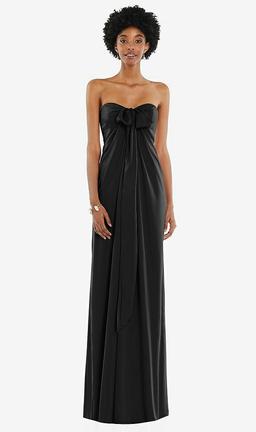 Draped Satin Grecian Column Gown with Convertible Straps