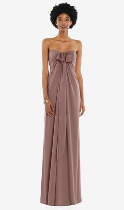 Draped Satin Grecian Column Gown with Convertible Straps