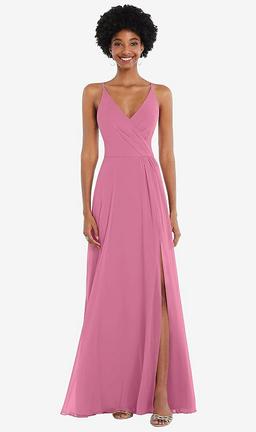 Faux Wrap Criss Cross Back Maxi Dress with Adjustable Straps