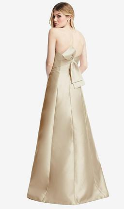 Strapless A-line Satin Gown with Modern Bow Detail