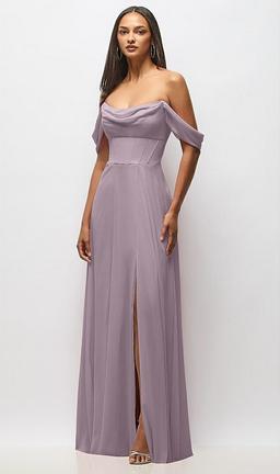 Chiffon Corset Maxi Dress with Removable Off-the-Shoulder Swags