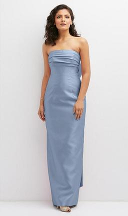 Strapless Draped Bodice Column Dress with Oversized Bow
