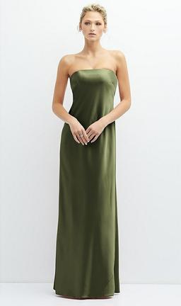 Strapless Maxi Bias Column Dress with Peek-a-Boo Corset Back