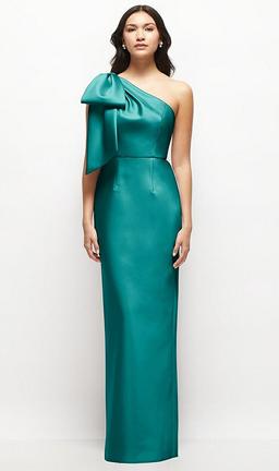 Oversized Bow One-Shoulder Satin Column Maxi Dress