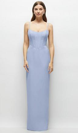 Corset-Style Crepe Column Maxi Dress with Adjustable Straps