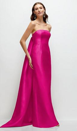 Strapless Satin Column Dress with Removeable Watteau Train