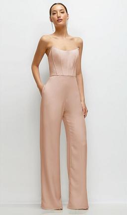 Strapless Cat-Eye Corset Crepe Wedding Jumpsuit