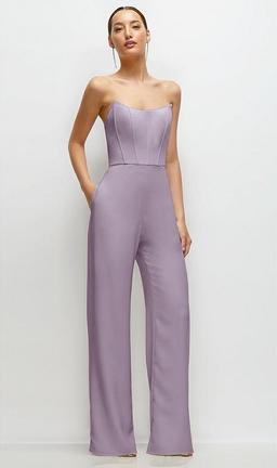 Strapless Cat-Eye Corset Crepe Wedding Jumpsuit